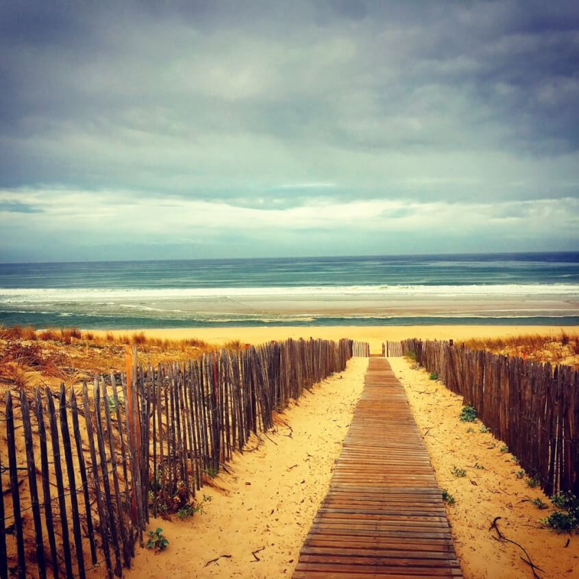 Ein Tag in Mimizan 4 Steg zum Strand vom Stellplatz Mimizan Plage
